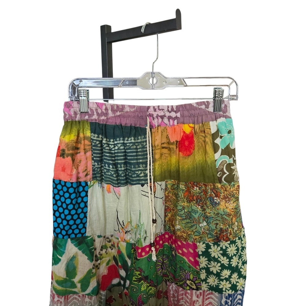 Jack Pot New York Cotton Patchwork Bohemian Midi Skirt Multicolor Lined Boho - Picture 4 of 7